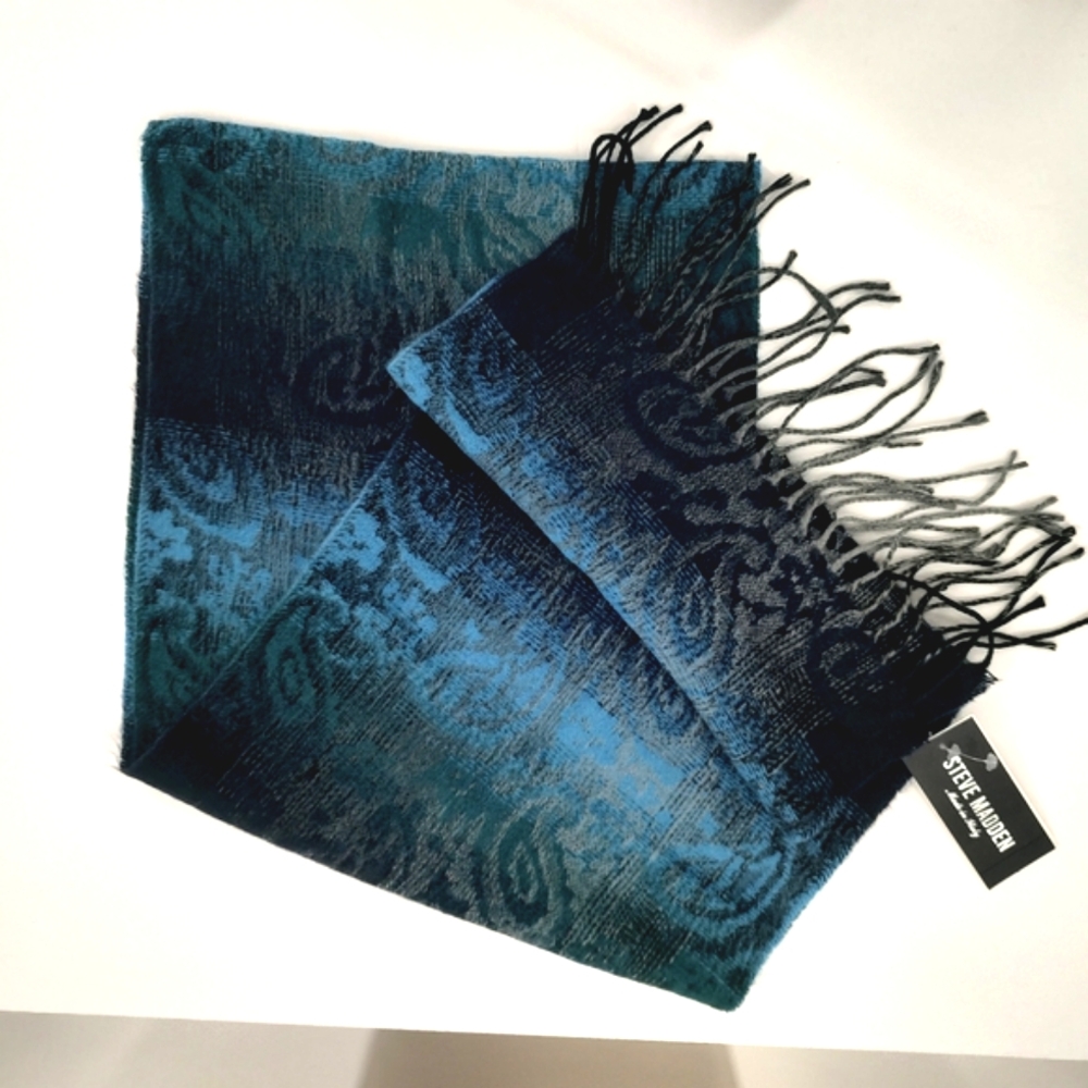 Steve Madden Unisex Fringe Blue Scarf, 1SFM